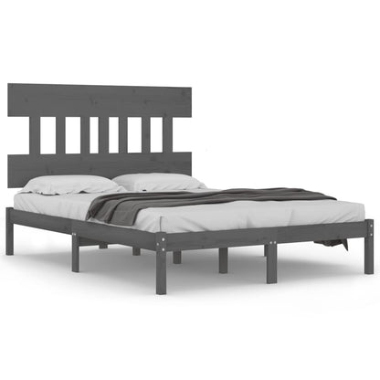 Bed Frame | Grey | Solid Pine Wood | Double | Nice Design | Bed Frame