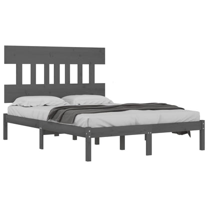 Bed Frame | Grey | Solid Pine Wood | Double | Nice Design | Bed Frame