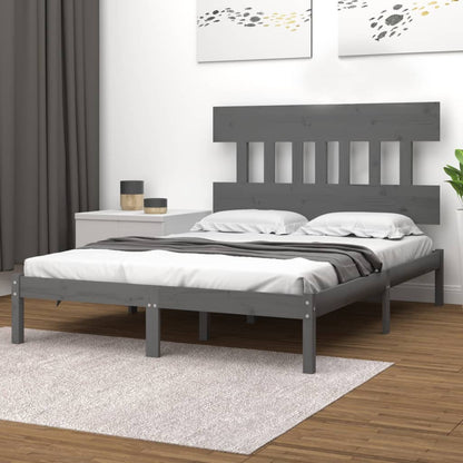 Bed Frame | Grey | Solid Pine Wood | Double | Nice Design | Bed Frame