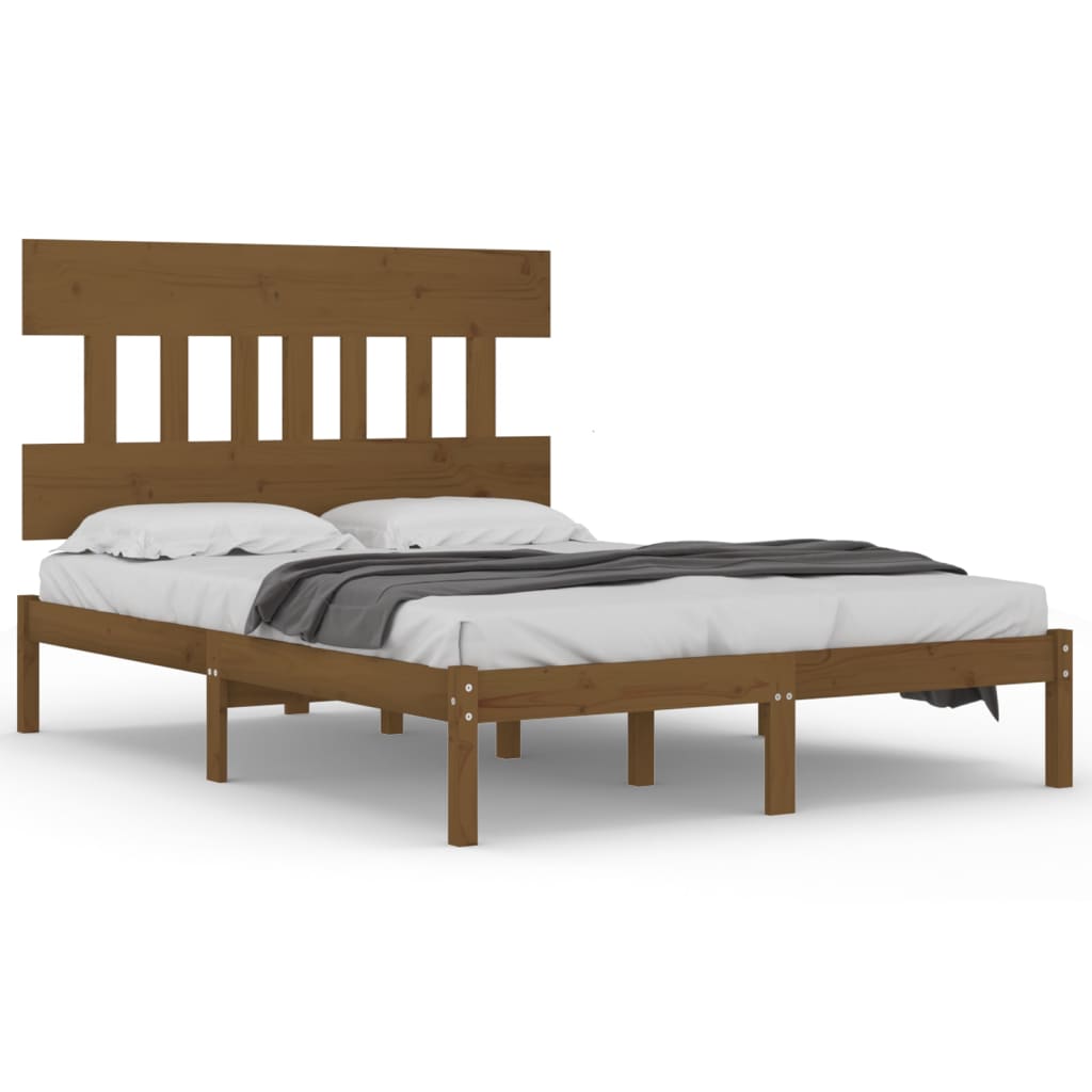 Bed Frame | Honey Brown | Solid Pine Wood | Double | Durable | Bed Frame