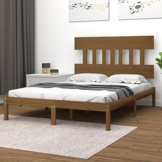 Bed Frame | Honey Brown | Solid Pine Wood | Double | Durable | Bed Frame