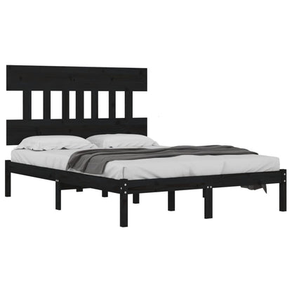 Bed Frame | Black | Solid pine wood | Large | Bed Frame | Rectangular