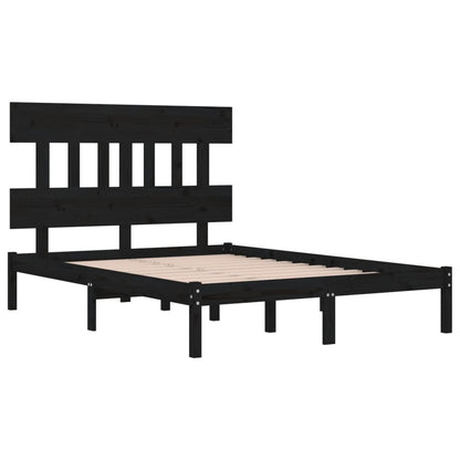 Bed Frame | Black | Solid pine wood | Large | Bed Frame | Rectangular