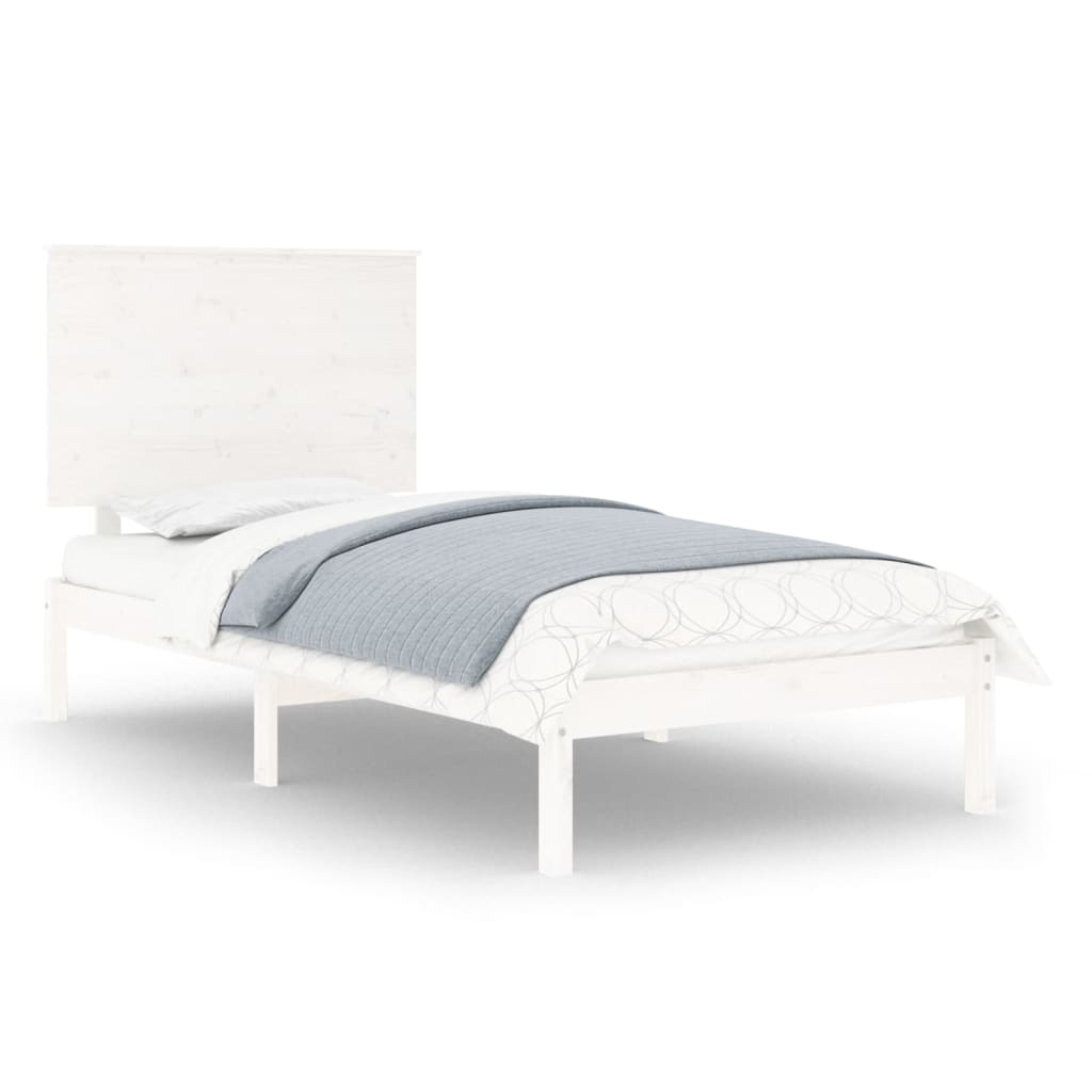 Bed Frame | White | Solid Pine Wood | Single | Classic/Traditional