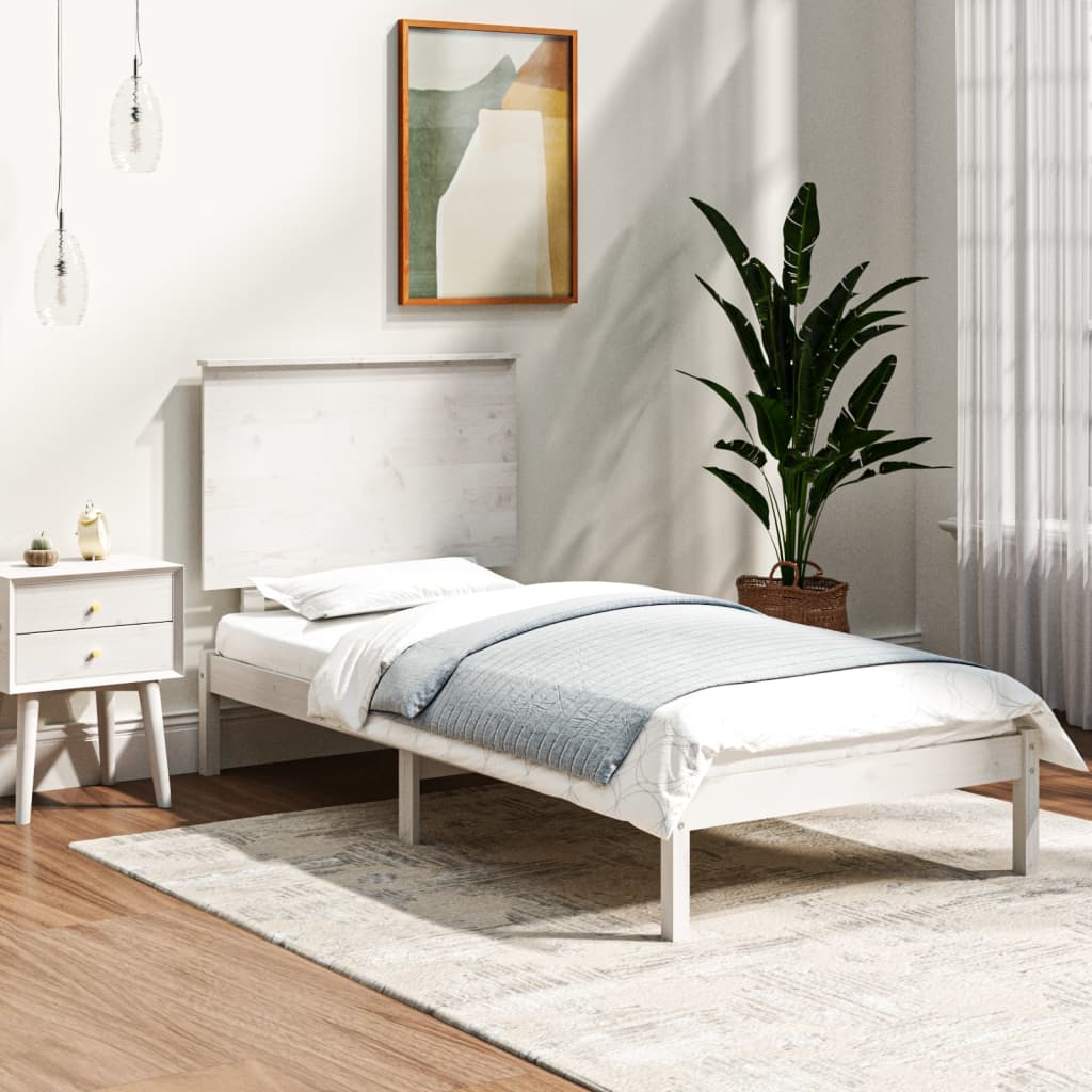 Bed Frame | White | Solid Pine Wood | Single | Classic/Traditional