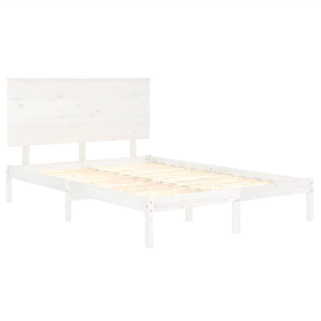 Bed Frame | White | Solid pinewood | Double | Durable | Bed Frame