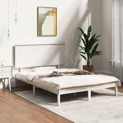 Bed Frame | White | Solid pinewood | Double | Durable | Bed Frame