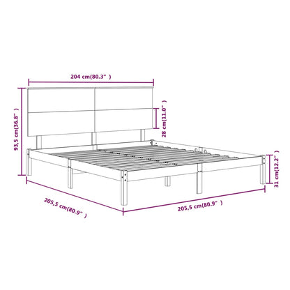 Bed Frame without Mattress 200x200 cm Solid Wood Pine
