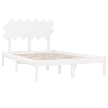 Bed Frame without Mattress White 135x190 cm Double Solid Wood