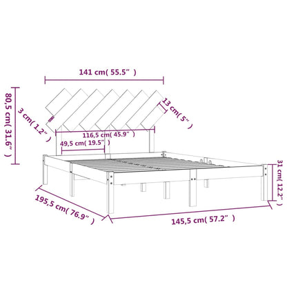 Bed Frame | Black | Solid pine wood, Plywood | 140x190 cm |  Durable