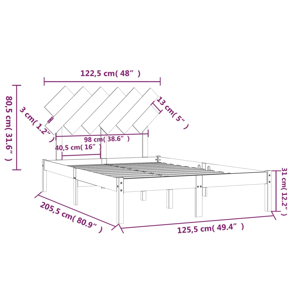 Bed Frame | White | Solid pine wood, Plywood | Single | Durable