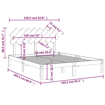 Bed Frame without Mattress 160x200 cm Solid Wood