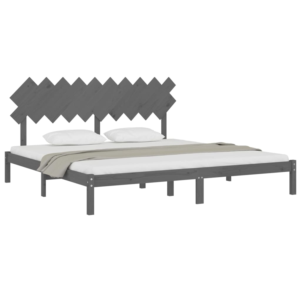 Bed Frame | Grey | Solid Pinewood | 200 x 200 cm | Durable | Bed Frame