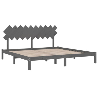 Bed Frame | Grey | Solid Pinewood | 200 x 200 cm | Durable | Bed Frame