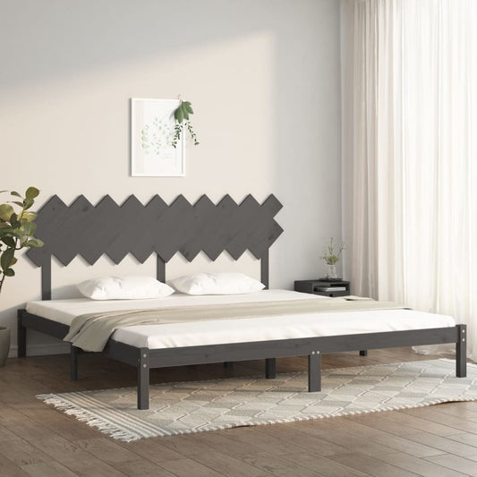 Bed Frame | Grey | Solid Pinewood | 200 x 200 cm | Durable | Bed Frame