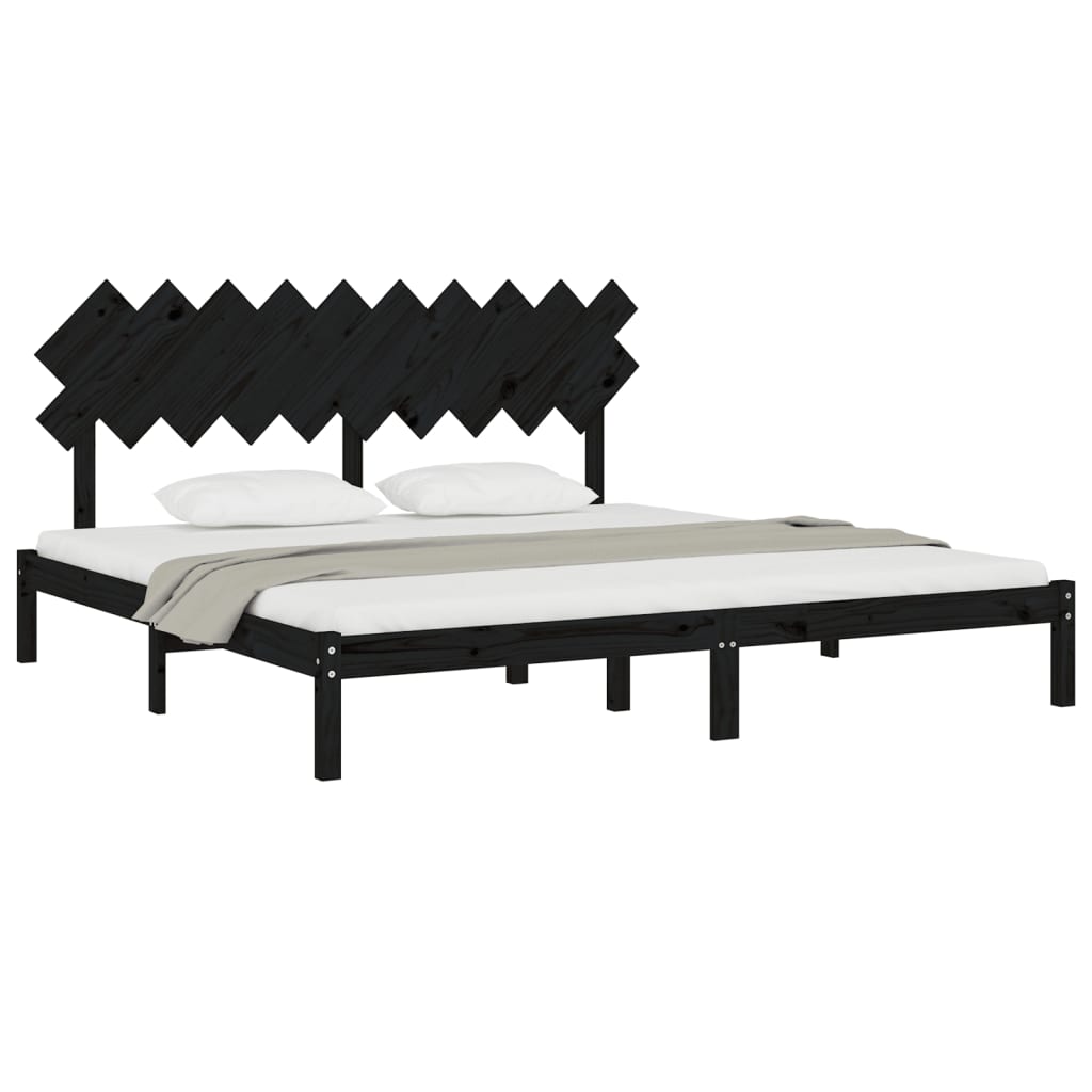 Bed Frame | Black | Solid Pine Wood, Plywood | Double Bed | Durable