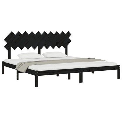 Bed Frame | Black | Solid Pine Wood, Plywood | Double Bed | Durable