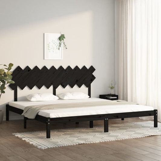 Bed Frame | Black | Solid Pine Wood, Plywood | Double Bed | Durable