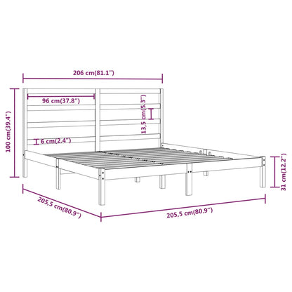 Bed Frame without Mattress Black 200x200 cm Solid Wood Pine