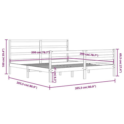 Bed Frame without Mattress Grey Solid Wood Pine 200x200 cm