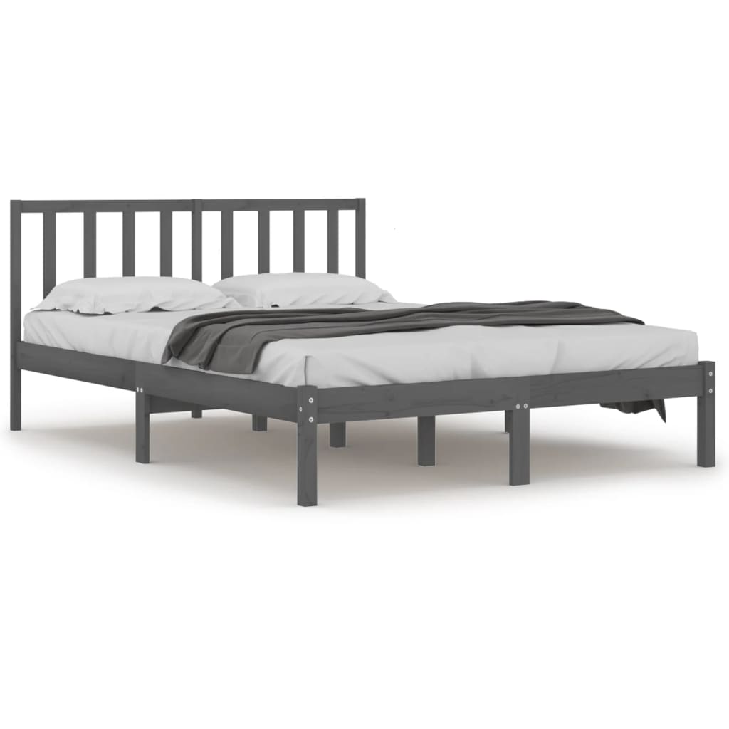 Bed Frame without Mattress Grey Solid Wood Pine 200x200 cm