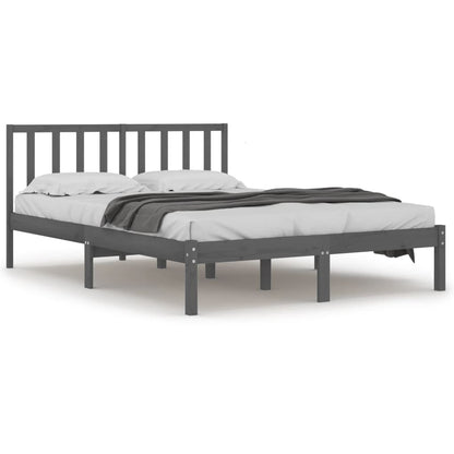 Bed Frame without Mattress Grey Solid Wood Pine 200x200 cm