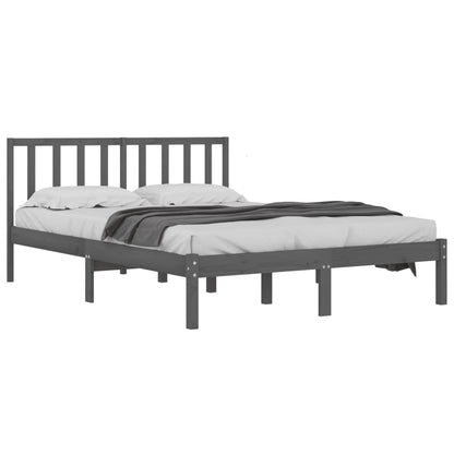 Bed Frame without Mattress Grey Solid Wood Pine 200x200 cm