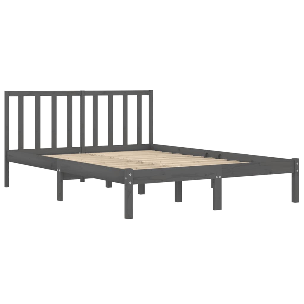 Bed Frame without Mattress Grey Solid Wood Pine 200x200 cm