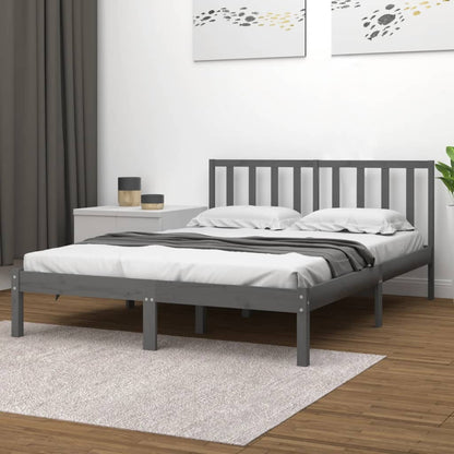 Bed Frame without Mattress Grey Solid Wood Pine 200x200 cm