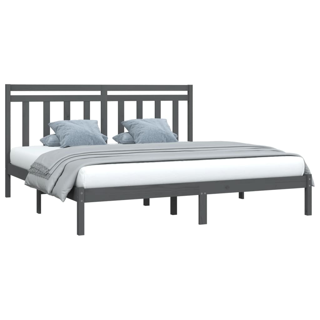 Bed Frame without Mattress Grey 200x200 cm Solid Wood