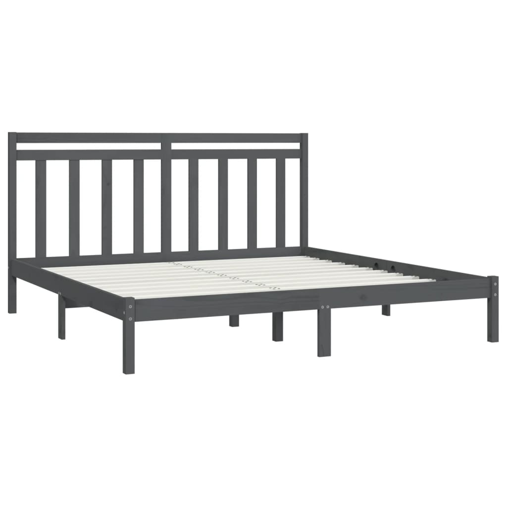 Bed Frame without Mattress Grey 200x200 cm Solid Wood