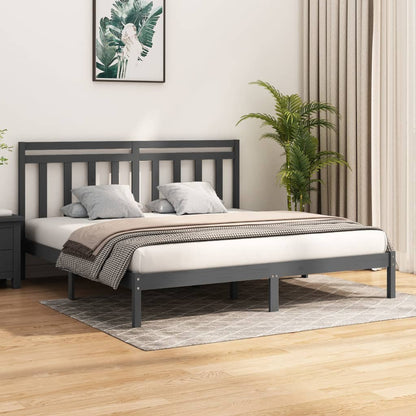 Bed Frame without Mattress Grey 200x200 cm Solid Wood