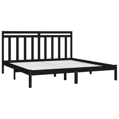 Bed Frame | Black | Solid pine wood | 200 x 200 cm | Durable | Bed Frame