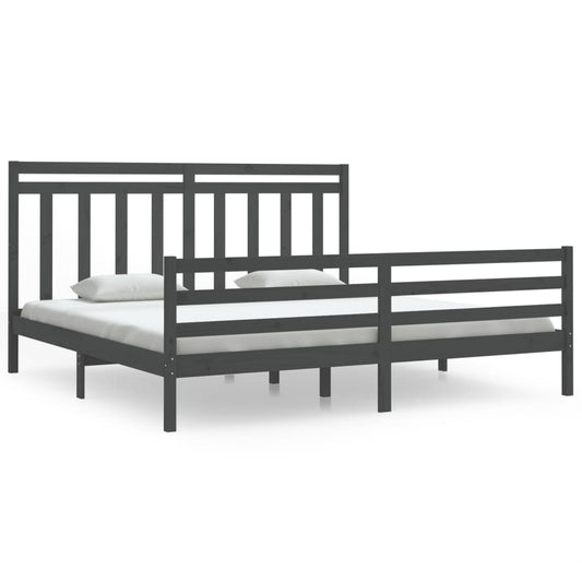 Bed Frame without Mattress Grey 200x200 cm Solid Wood