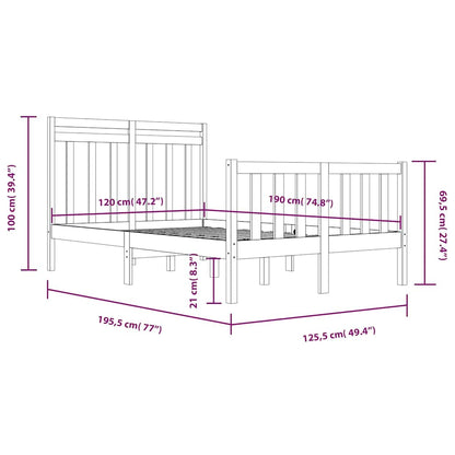 Bed Frame without Mattress 120x190 cm Small Double Solid Wood
