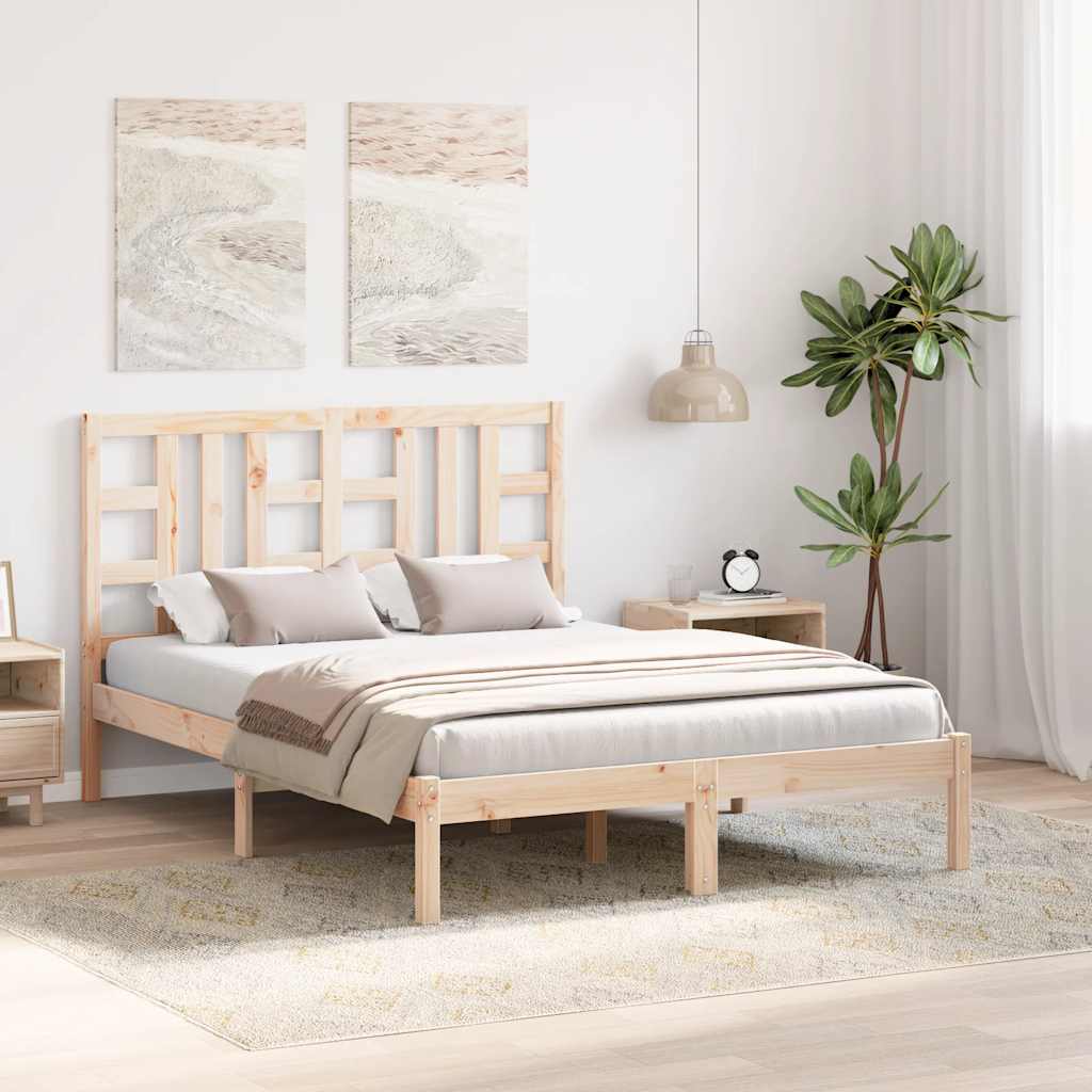 Bed Frame without Mattress 135x190 cm Double Solid Wood