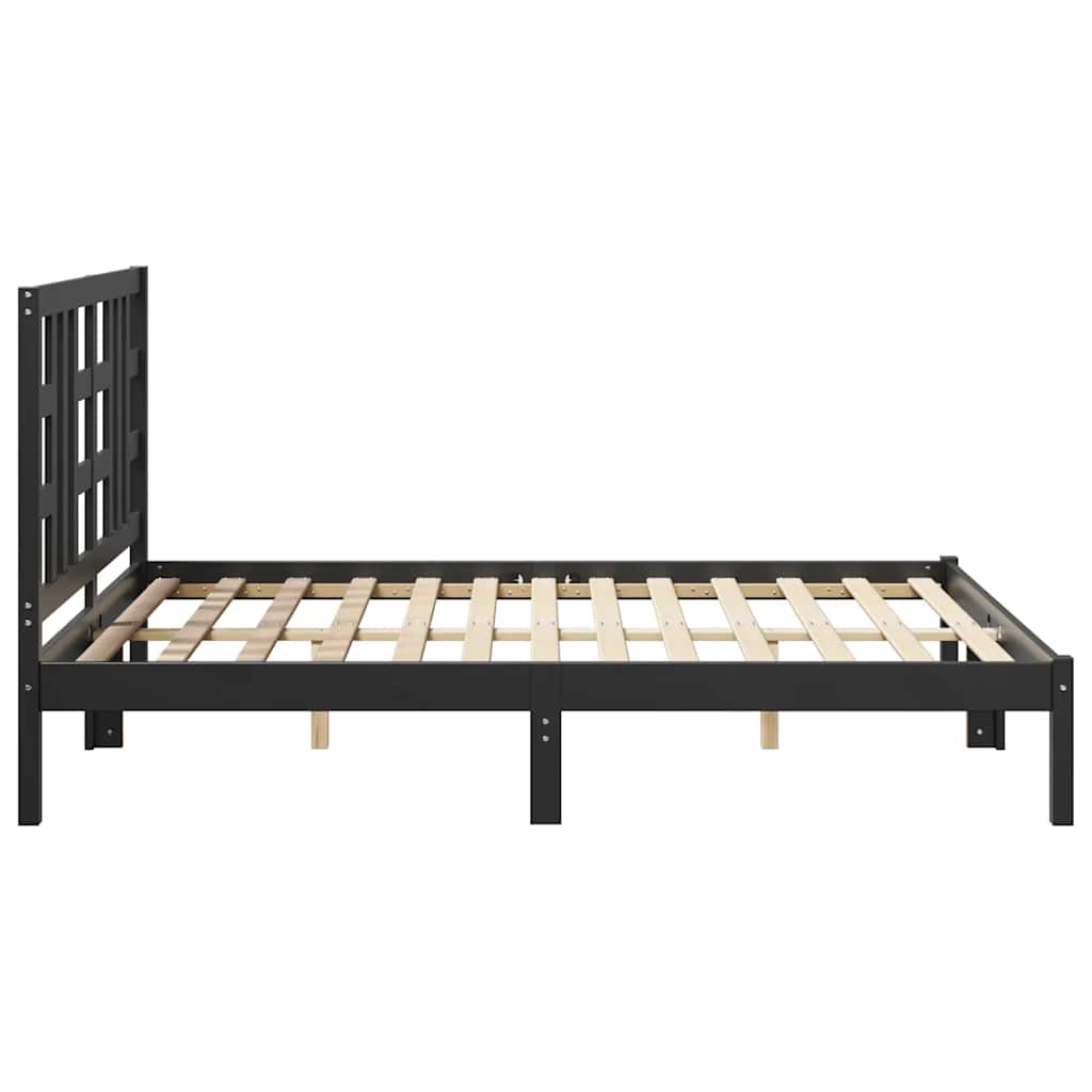 Bed Frame without Mattress Black 140x190 cm Solid Wood
