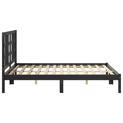 Bed Frame without Mattress Black 140x190 cm Solid Wood