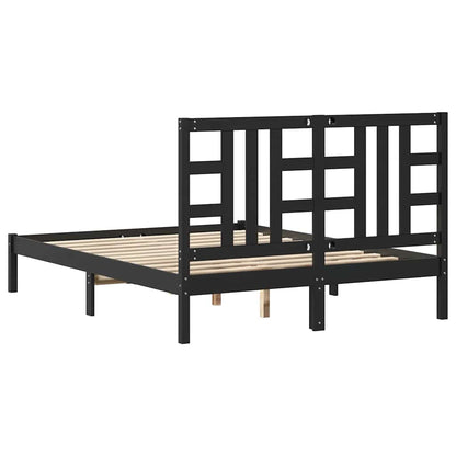 Bed Frame without Mattress Black 140x190 cm Solid Wood