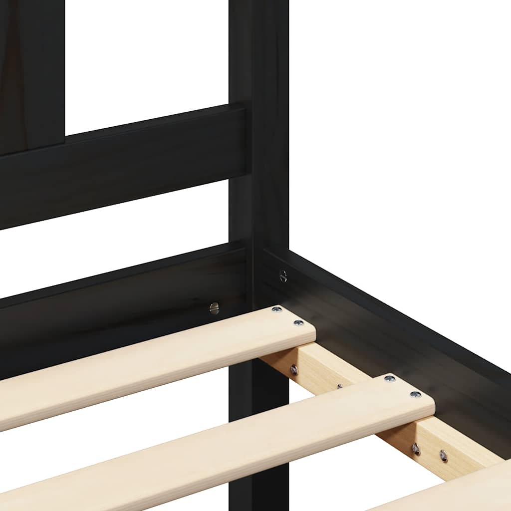 Bed Frame without Mattress Black 140x190 cm Solid Wood