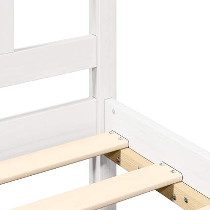 Bed Frame | White | Solid pine wood | Single | Decorative Inlays