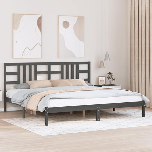Bed Frame without Mattress Grey 200x200 cm Solid Wood