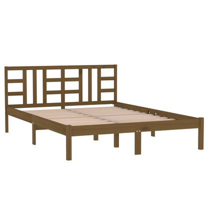 Bed Frame without Mattress Honey Brown 200x200 cm Solid Wood