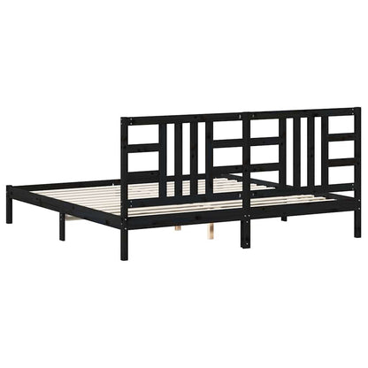 Bed Frame without Mattress Black 200x200 cm Solid Wood