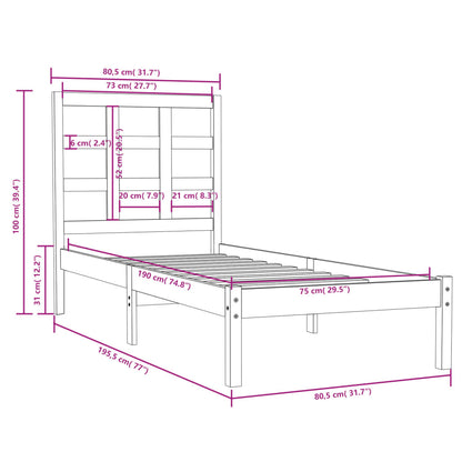 Bed Frame | White | Solid pine wood | Small Single | Durable | Bed Frame