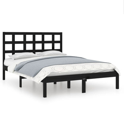 Bed Frame | Black | Solid Pinewood | Double | Durable | Bed Frame