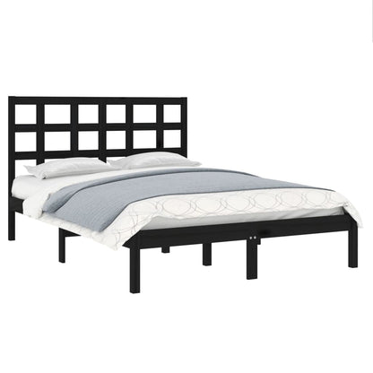 Bed Frame | Black | Solid Pinewood | Double | Durable | Bed Frame