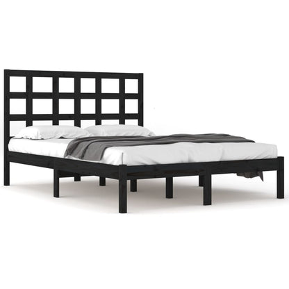Bed Frame | Black | Solid pinewood | Double | Simplistic | Bed Frame