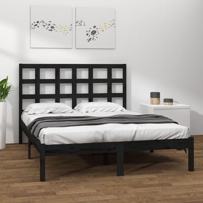 Bed Frame | Black | Solid pinewood | Double | Simplistic | Bed Frame