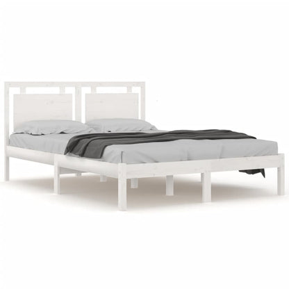 Bed Frame without Mattress White 200x200 cm Solid Wood